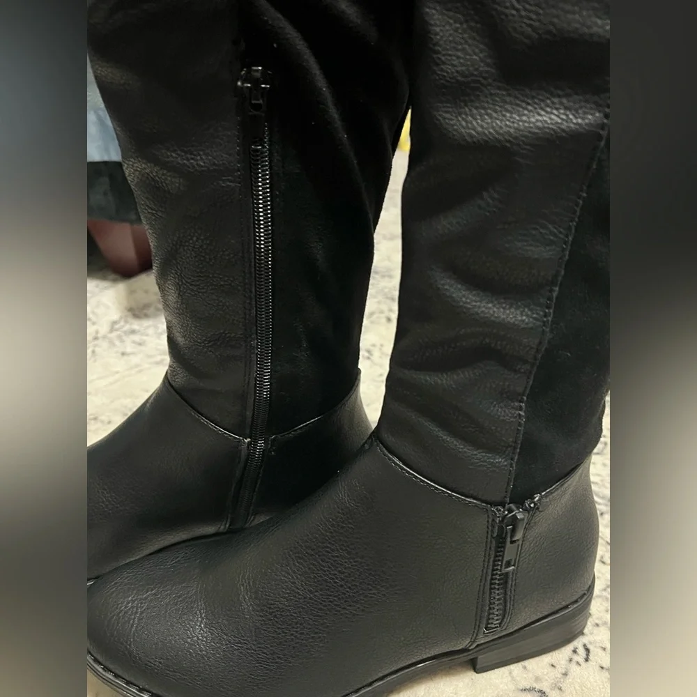 NEW Rocket Dog Marsh Dove Pull On Knee High Black Leather & Suede Boots - US 8